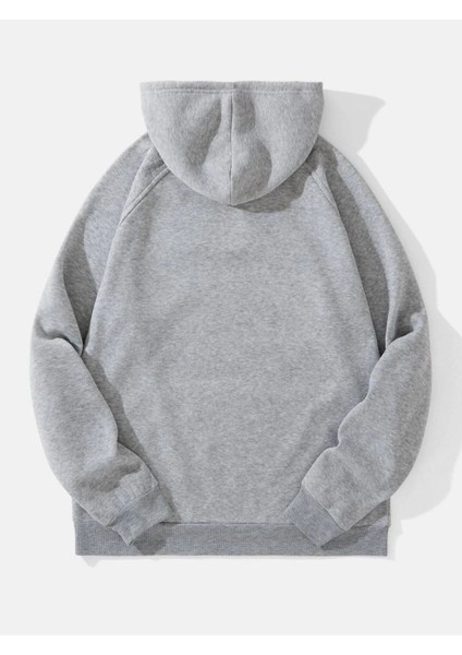 Unisex Gri Atalanta Baskılı Oversize Kapşonlu Sweatshirt modelleri
