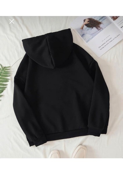 Unisex Siyah Buggs Bunny Baskılı Oversize Kapşonlu Sweatshirt fiyatları