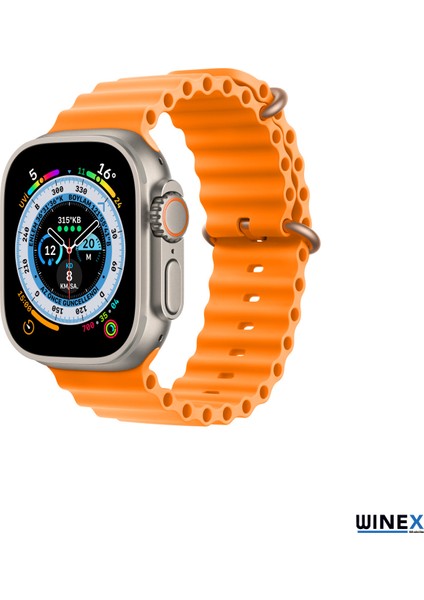 42-49MM Yeni Nesil Apple Uyumlu Akıllı Saat Kordonu Silikon Turuncu