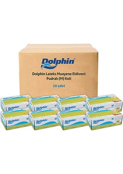 Pudralı Latex Eldiven M Beden 100'lü x 20 Paket 1 Koli