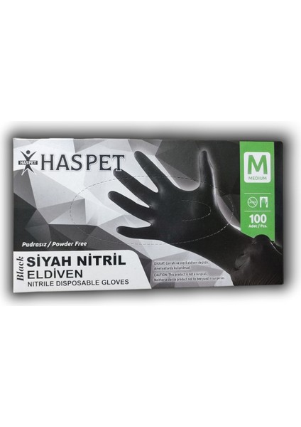 Haspet Nitril Siyah Eldiven [m] Beden 100'lü