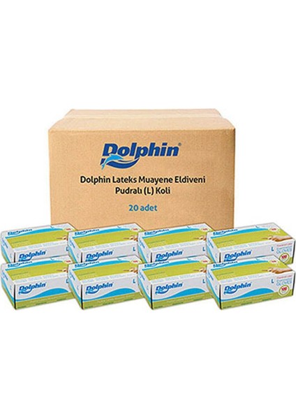Dolphın Beyaz Lateks Eldiven Pudralı (L) 20 Pk x 100 Adet (Koli) Emektoptan