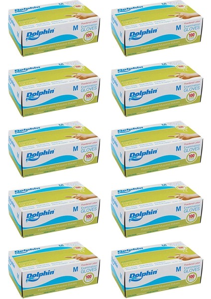 Beyaz Lateks Eldiven Pudralı (M) 100'lü Paket 10 Adet