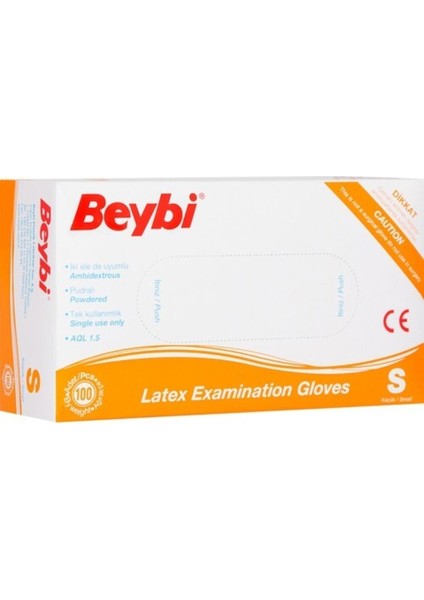 Lateks Pudralı (S) Small Beden Eldiven 100'lü Paket Beybi Muapudrali