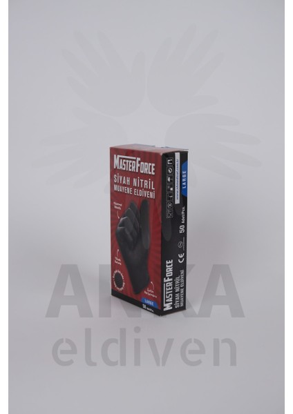 Master Force Nitril Pudrasız Kalın Siyah Eldiven XL 50'li