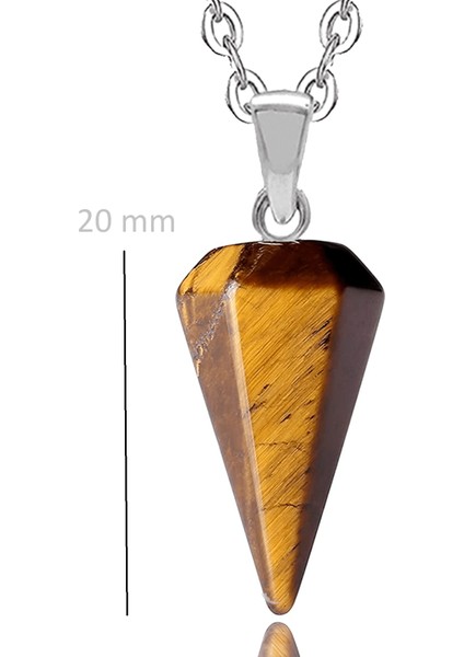 Sertifikalı Doğal Kaplan Gözü Taşı Doğal Taş Pandül Kolye
