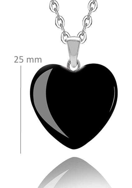 Sertifikalı Kalp Şekilli Doğal Obsidyen Taşı Kolye