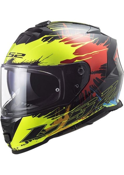 Motosiklet Kaskı Storm Drop Siyah Sarı Kırmızı Kask Kapalı Motosiklet Kask