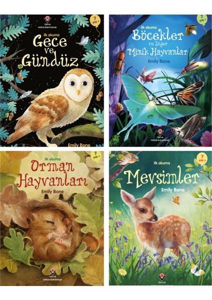 Tübitak Ilk Okuma Kitapları - Mevsimler - Gece ve Gündüz - Orman Hayvanları - Böcekler - 4 Kitap Takım