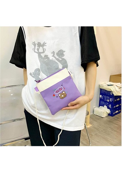 5 Adet Kawaii Sırt Çantası Seti, Ayı Kolye ve Rozetli Tuval Okul Çantası, Omuz Tote Çanta Rahat Sırt Çantası (Yurt Dışından) indirimleri