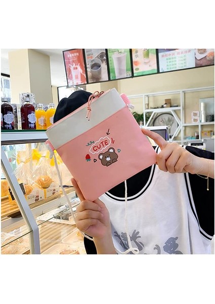 5 Adet Kawaii Sırt Çantası Seti, Ayı Kolye ve Rozetli Tuval Okul Çantası, Omuz Tote Çanta Rahat Sırt Çantası (Yurt Dışından) indirimleri