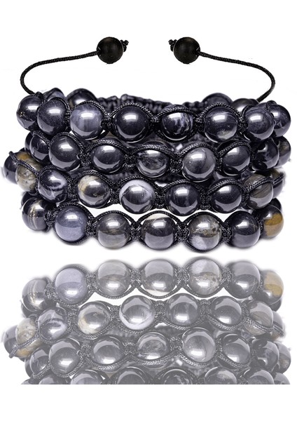 Sertifikalı Makrome Gerçek Obsidyen Taşı Bileklik - 1.kalite