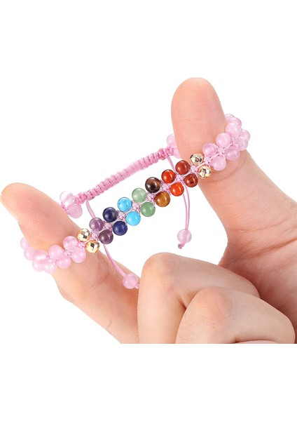 Pembe Kuvars 7 Çakra Doğal Taş Bileklik - Ametist Lapis Firuze Aventurin Kaplan Gözü Akik Jasper