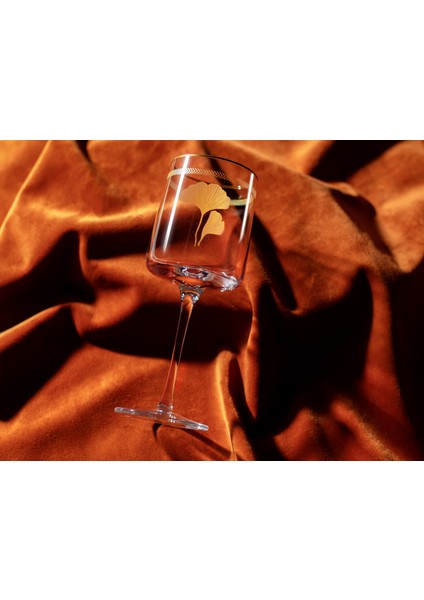 Musette - Lovely Ginkgo Leaves 4'lü Şarap Kadehi Seti - 320ML