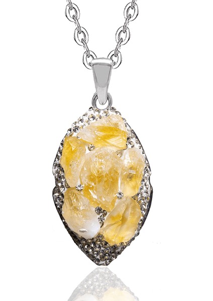 Sertifikalı Zirkon Taşlı Doğal Sitrin Taşı Kolye (Brezilya) fiyatları