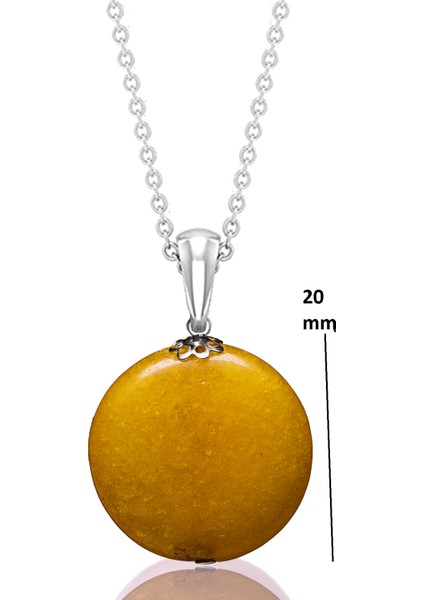 Sertifikalı Gerçek Kayısı Renk Akik Taşı Kolye -