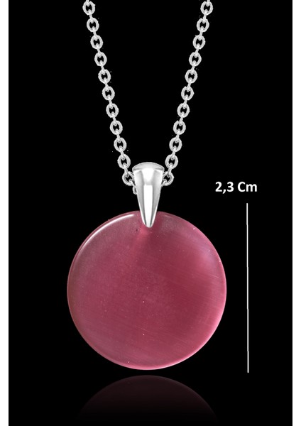 Sertifikalı Yuvarlak Koyu Pembe Akik Taşı Kolye - Kalite