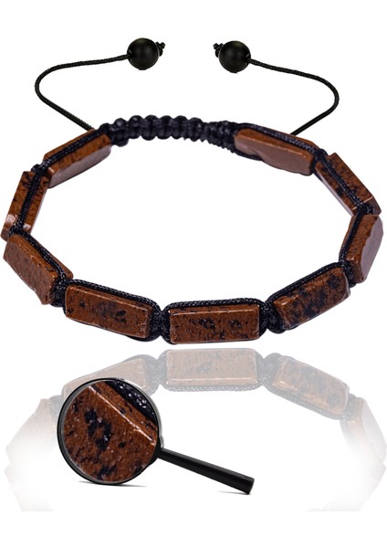 Sertifikalı Kahverengi Obsidyen Taşı Doğal Taş Bileklik ( Kalite)