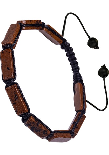 Sertifikalı Kahverengi Obsidyen Taşı Doğal Taş Bileklik ( Kalite)