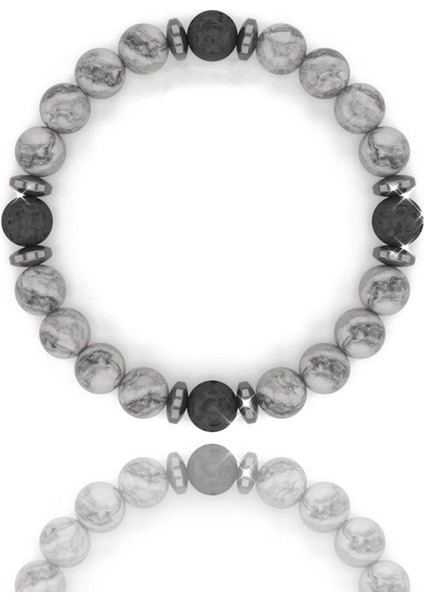 Aşk Nazar Huzur Doğal Taş Bileklik (Zebra Jasper Lav Taşı)