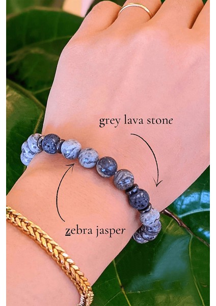 Aşk Nazar Huzur Doğal Taş Bileklik (Zebra Jasper Lav Taşı)