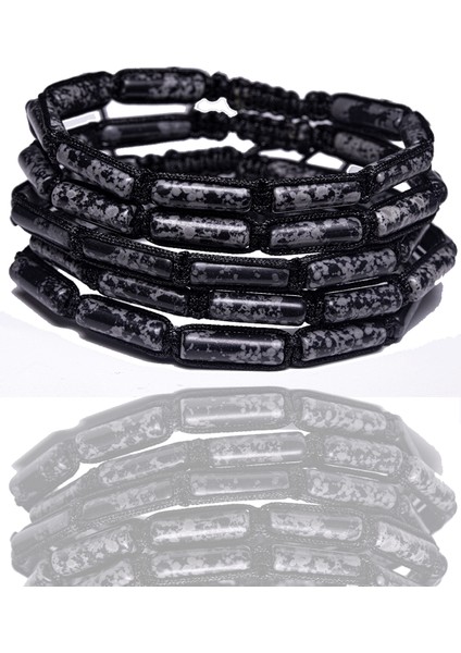 Sertifikalı Silindir Kesim Karlı Obsidyen Taşı Doğal Taş Bileklik fiyatları