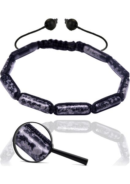 Sertifikalı Silindir Kesim Karlı Obsidyen Taşı Doğal Taş Bileklik