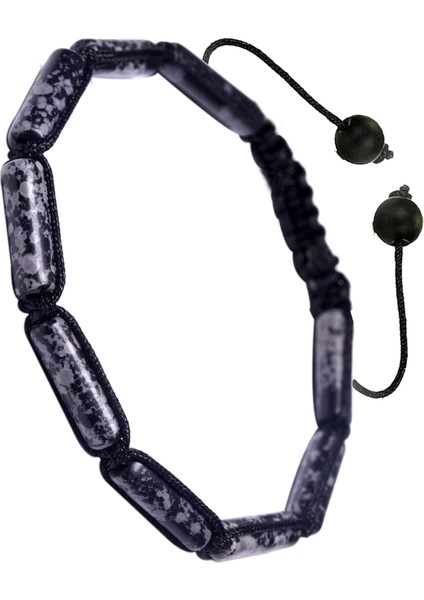 Sertifikalı Silindir Kesim Karlı Obsidyen Taşı Doğal Taş Bileklik modelleri