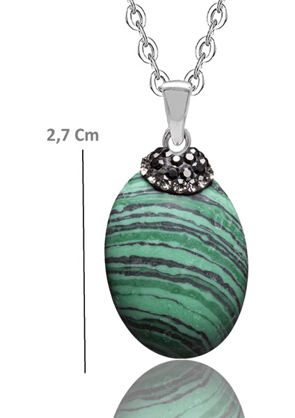 Sertifikalı Zirkon Taşlı Malahit Taşı Kolye