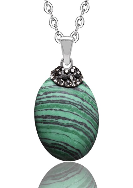 Sertifikalı Zirkon Taşlı Malahit Taşı Kolye fiyatları