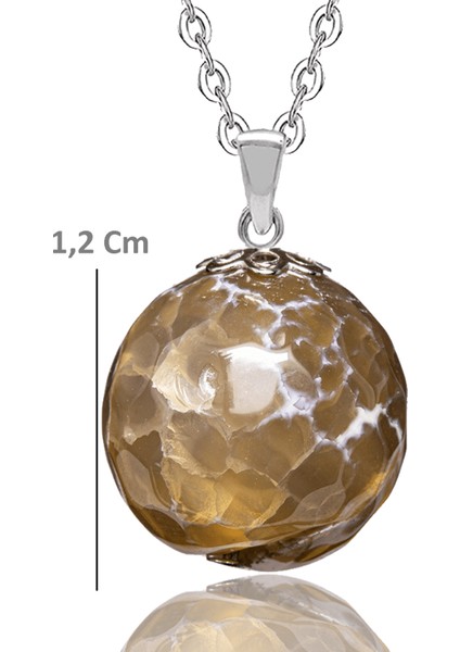 Sertifikalı Fasetli Kahverengi Akik Doğal Taş Kolye