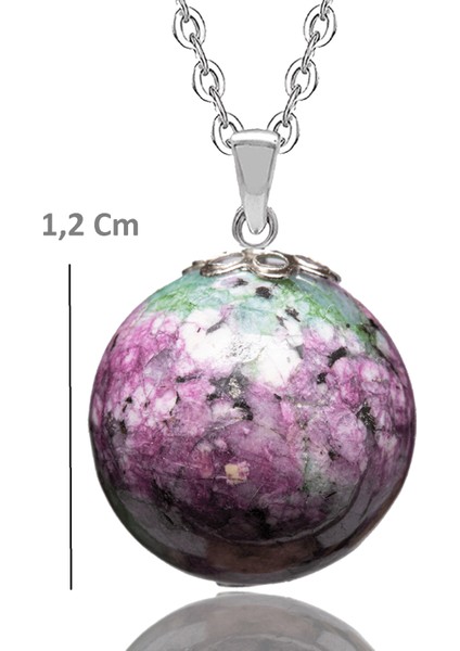 Sertifikalı Fasetli Ruby Yakutlu Zoisite (Anyolit) Doğal Taş Kolye