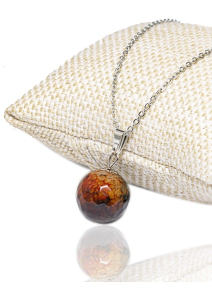 Sertifikalı Fasetli Doğal Renkli Akik Taşı Kolye