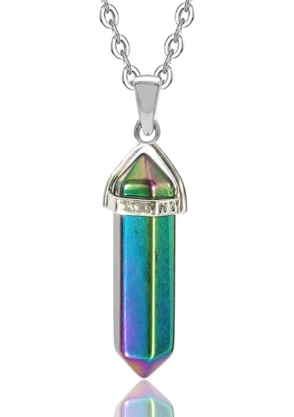 Sertifikalı Çivi Doğal Aura Kuvars Taşı Kolye