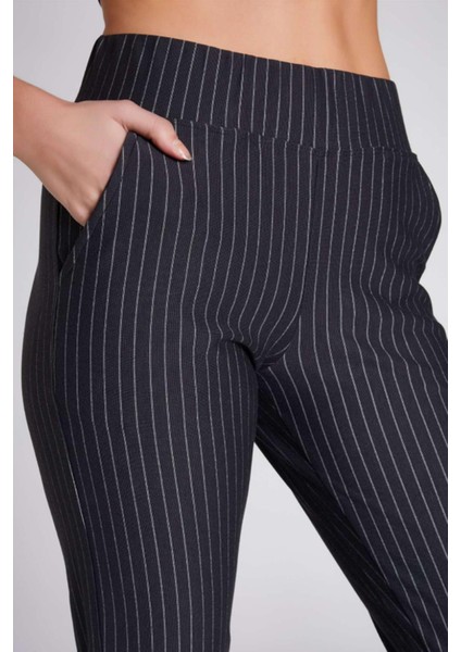 Kadın Chantal Çizgili Antrasit Pantolon Tayt modelleri