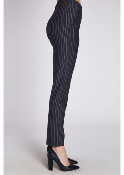 Kadın Chantal Çizgili Antrasit Pantolon Tayt fırsatları
