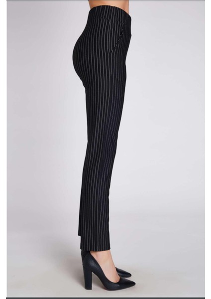 Kadın Chantal Çizgili Siyah Pantolon Tayt fiyatları