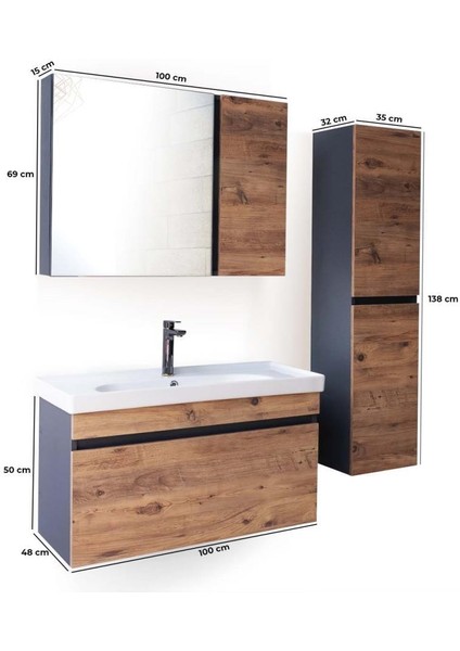 Banyo Kaş 100 Banyo Dolabı Seti modelleri