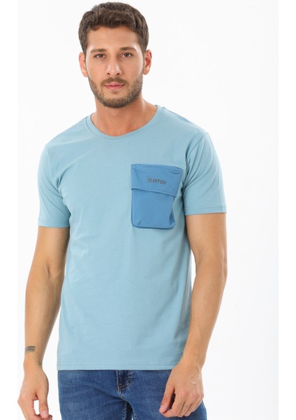 Erkek Garnili Cep Nakışlı Bisiklet Yaka T-Shirt modelleri