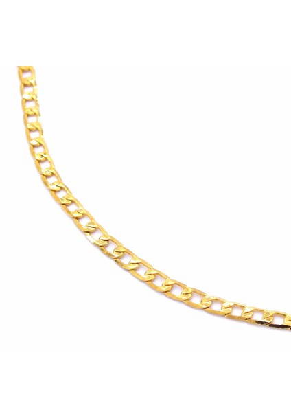 22 Ayar Altın Kaplama 2 mm Figaro 60 cm Bayan Zincir Kolye