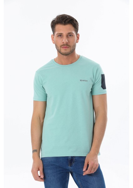 Erkek Garnili Cep Nakışlı Bisiklet Yaka T-Shirt indirimleri