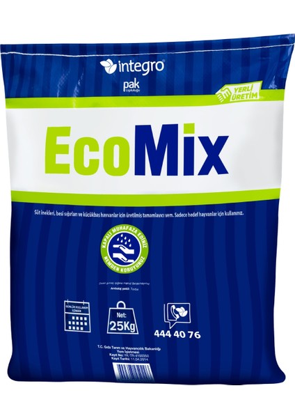 Integro Pakmaya Ecomix Ruminant Hayvan Vitamin Mineral Premiks Tamamlayıcı Yem Katkı 25 kg