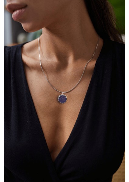 Sertifikalı Yüksek Kalite Doğal Mavi Yıldız Taşı Jasper Doğal Taş Kolye modelleri