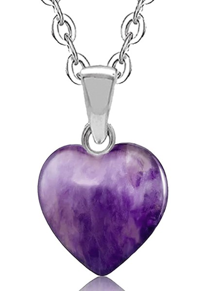 Sertifikalı Kalp Şekilli Doğal Ametist Taşı Kolye fiyatları