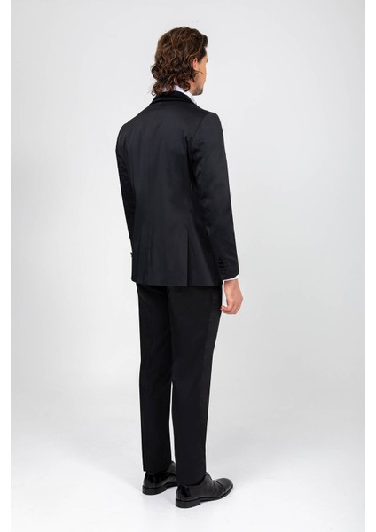 Erkek Siyah Slim Fit Şal Yaka Yelekli Damatlık indirimleri