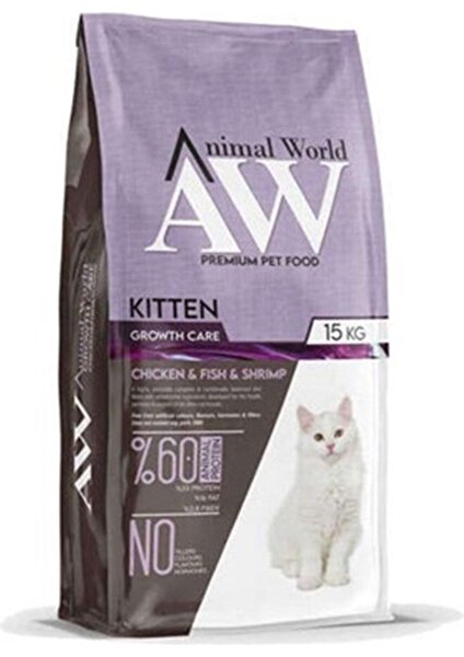 Animal World Kitten Tavuk Balık ve Karidesli Yavru Kedi Maması 15 kg