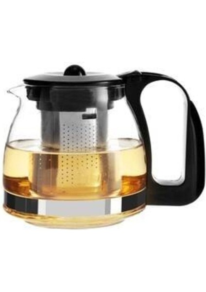 Lüx Yakut Çelik Süzgeçli Cam Demlik 700 ml
