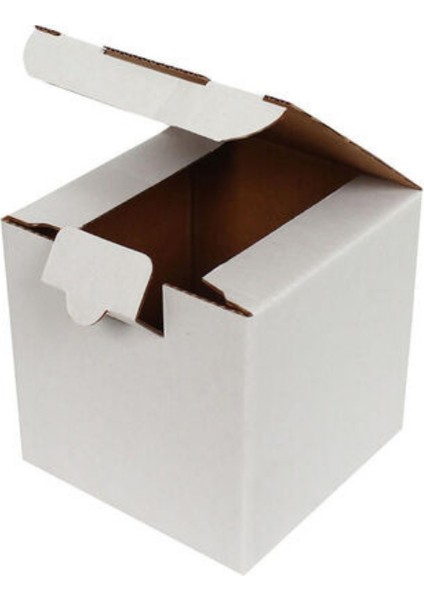 10,5x10,5x10,5 cm Beyaz Kilitli E-Ticaret Kutusu, Kupa Kutusu, Mum Kutusu 10 Adet