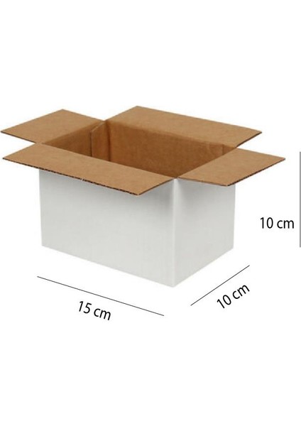 15X10X10 cm Tek Oluklu Koli Beyaz 10 Adet