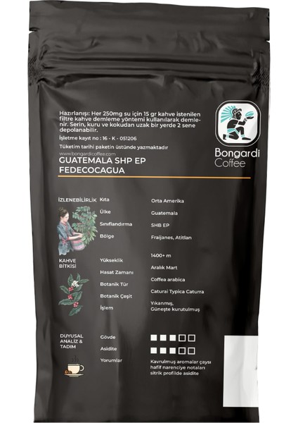 Bongardi Coffee Guatemala Yöresel Filtre Kahve Makinesi Uyumlu 5 x 200 gr